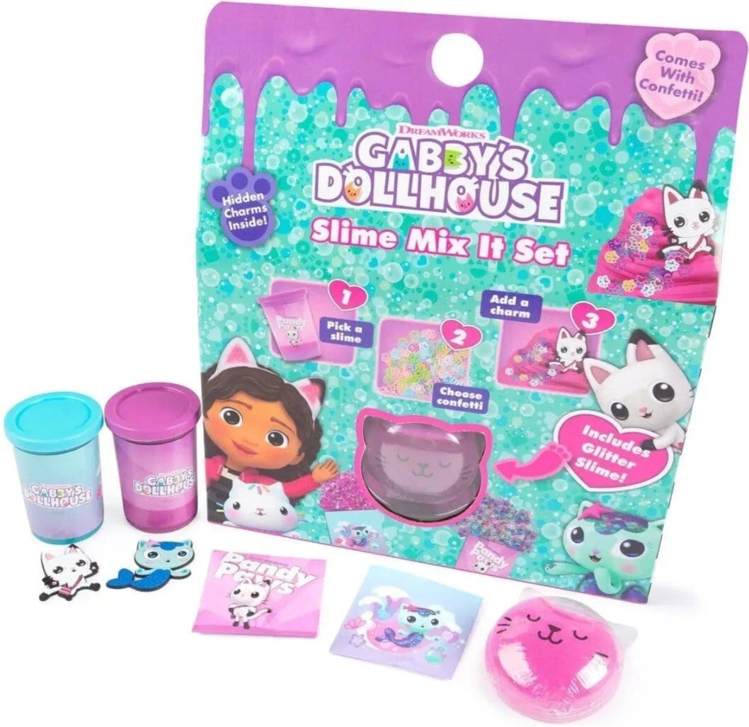 Gabby's Dollhouse Slime Mix-it Set Glitter Slime Sparkling Charms Play Set
